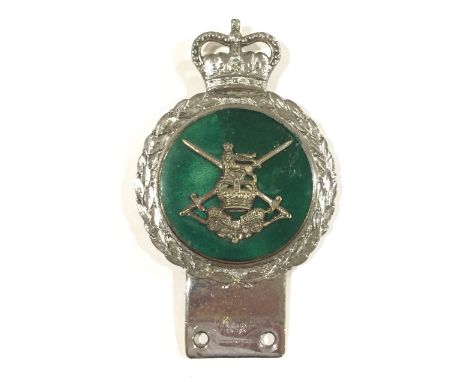 British Army Regimental Automobile Motor Car Grill Badge. A scarce original early Elizabeth II period motor car badge, chromi