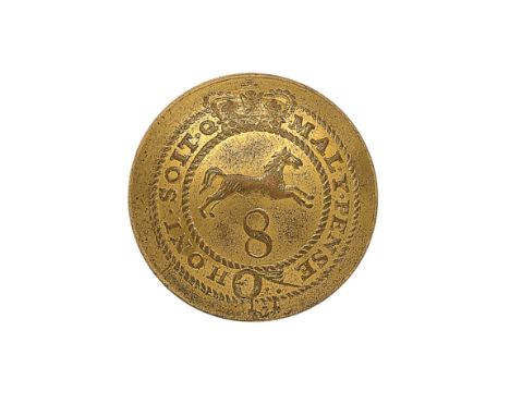 8th (The King’s) Regiment of Foot Officer’s gilt closed-back coatee button. A fine scarce example by Firmin & Sons, 153 Stran