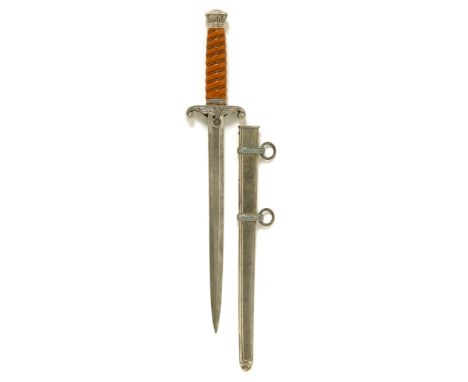 German Third Reich Heer (Army) Officer’s dagger. A good unmarked example with amber twist grip and silver plated aluminium mo