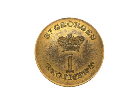 1st St. Georges Regiment George III Officer’s Officer’s gilt open-back coatee button. Good scarce example by Firmin & Westall