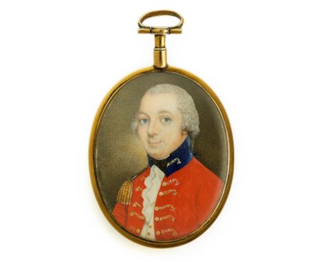 18th Century Napoleonic War Period Miniature Portrait  Painting of a Staff Officer by Arnold. This fine quality miniature por