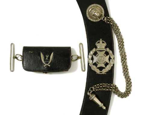 7th Gurkha Rifles Officer’s pouch belt and pouch circa 1907-53. A good post 1902 example of black leather, mounted with silve