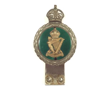 Royal Ulster Rifles  Regimental Automobile Motor Car Grill Badge. A scarce original George VI period motor car badge, chromiu