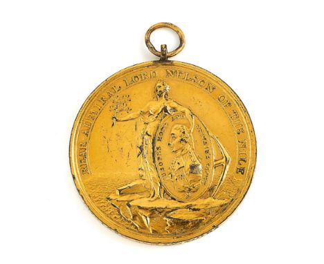 1798 Davison’s Nile Medal. This is a scarce example of the bronze medal,with later Victorian gilding.  issued to ratings who 