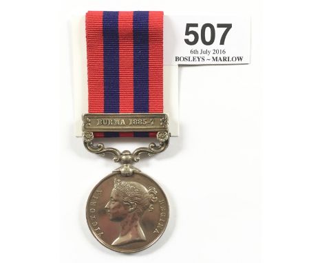 2nd Bn Royal Scots Fusiliers India General Service Medal, clasp “Burma 1885-7” Awarded to “NO. 61B.2048 SERGT R. PHILLIPS 2ND