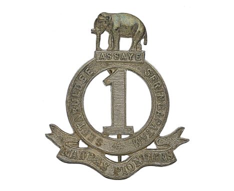 Badge. Indian Army. 1st Madras Pioneers Officer’s 1926 Birmingham hallmarked silver pagri badge A fine example by J.R.Gaunt &