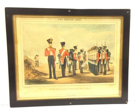 Mid 19th Century 20th (East Devonshire) Regiment Hand Coloured Lithograph Print. This print depicts the Regiment on parade we