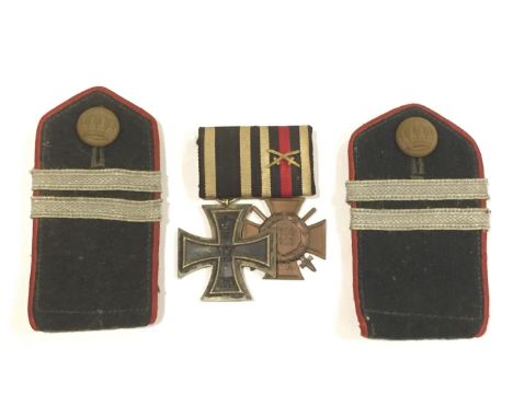 Imperial German WW1 Iron Cross Medal Pair. Comprising: Iron Cross Second Class and Honour Cross with swords (G4). Mounted as 