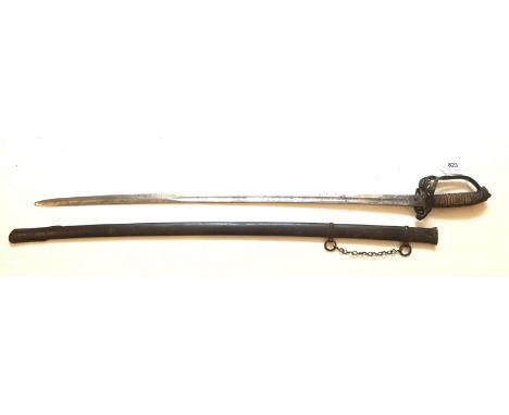 Victorian 1822 pattern Officer’s Sword. A regulation pattern example, the blade wit etched decoration including a Crowned VR 