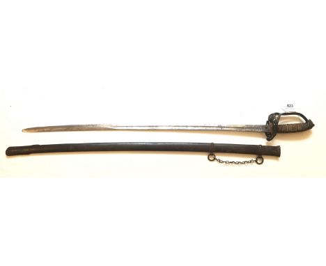 Victorian 1822 pattern Officer’s Sword. A regulation pattern example, the blade wit etched decoration including a Crowned VR 