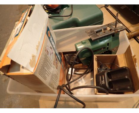 Mixed tools including Hitachi jigsaw  CONDITION REPORT: The electrical items included in this lot have been PAT tested and ha