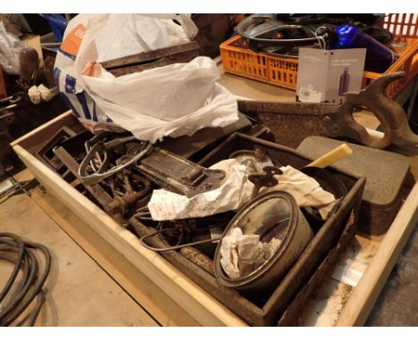Box of mixed vintage tools and fixings 