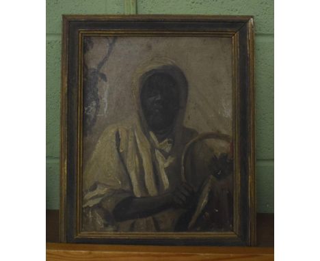 Circle of John Singer Sargent, Portrait study of a North African or Arab man in white cloak, oil on panel, 31cm by 24cm