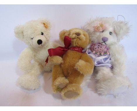 Three modern teddy bears including Steiff, Merrythought etc 