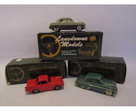 Three boxed Lansdowne diecast cars including 1963 Sunbeam Alpine Series III, Vauxhall Cresta 'E' Series and Ford Zephyr Zodia