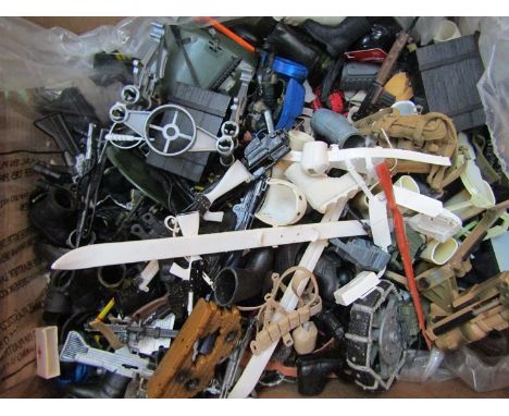 A box of 1990s Action Man accessories, weapons 