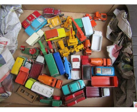 A tray of early Matchbox 1-75 including Massey Harris tractor, Austin Taxi etc