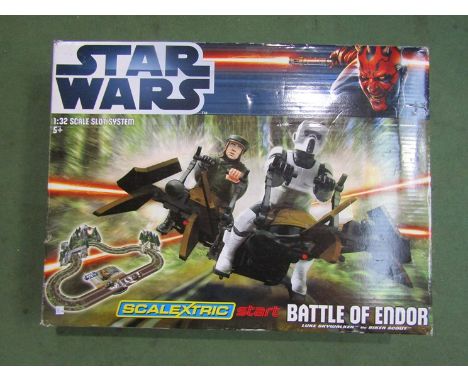 Scalextric set Star Wars Battle of Endor boxed with two snow speeder vehicles 