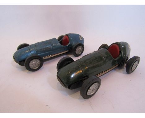An early Scalextric set from the makers of Scalex and Startex with two tinplate cars 