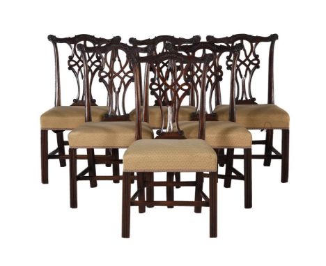 A set of six 19th century mahogany dining chairs, in George III Chippendale style 