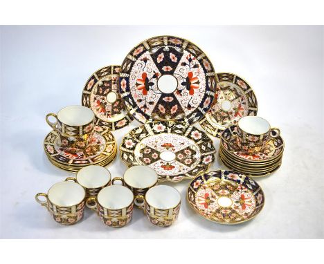 A Royal Crown Derby Imari decorated coffee service, pattern 2451, mixed dates 1923-1933, comprising: &nbsp;Seven side plates,