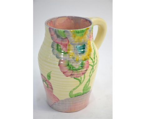 A Clarice Cliff Art Deco Isis vase decorated with the 'Rhodanthe' pattern in pastel colours, 16 cm highNo chips or cracks. &n