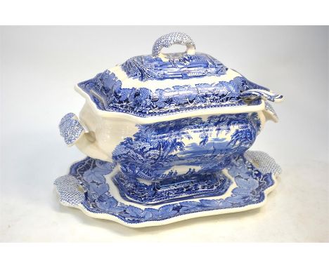 A Masons 'Vista' soup tureen, cover, stand and ladle