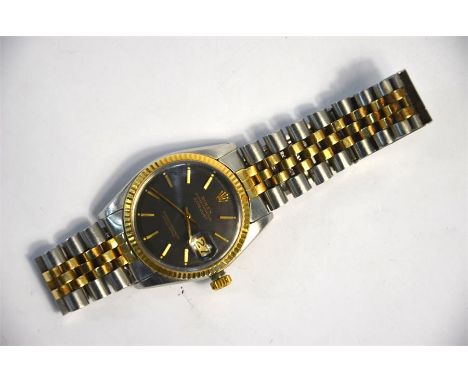 A gentleman's Rolex Oyster Perpetual Datejust Superlative Chronometer wristwatch, stainless steel with gilt bezel, winder and