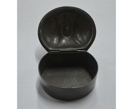 A Liberty &amp; Co. pewter small trinket box, the hinged cover inset with turquoise boss 8.5 cm wide, no.0649, to/w an unmark