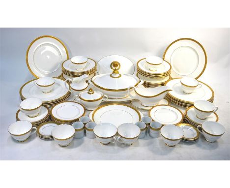 Royal Doulton 'Royal Gold' dinner and tea service, comprising: &nbsp;Thirteen x 27 cm plates, twelve 20 cm plates, twelve x 1