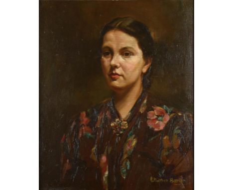 †WINIFRED ADA BOYNTON (1890-1973) PORTRAIT OF A LADY signed, signed again and inscribed on the artist's label verso, oil on c
