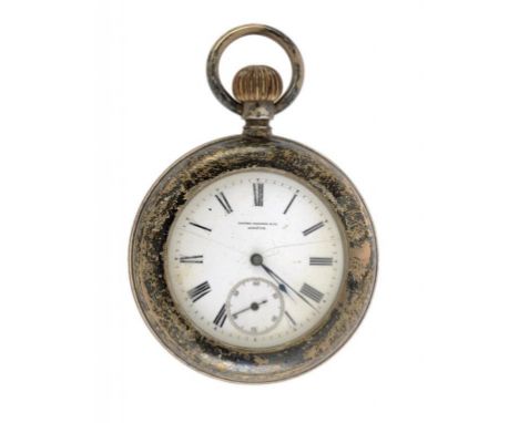 A PATEK PHILIPPE  SILVER KEYLESS LEVER WATCH, 56344  the back engraved with a crest and the initials JAG, 49mm diam ++Clip on