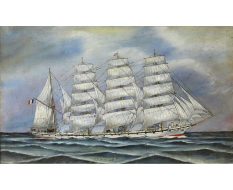 BRITISH PIERHEAD PAINTER (C1900) PORTRAIT OF THE FRENCH BARQUE "PACIFIQUE"   inscribed, oil on panel, 51 x 41.5cm "Pacifique"