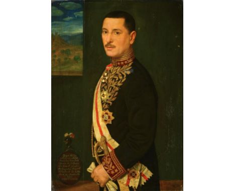 †MIGUEL VILADRICH VILA (1887-1956) PORTRAIT OF HIS EXCELLENCY SENOR DON JOSE MARIA DE SOLANO  three quarter length in uniform