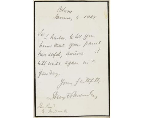 THE CHURCH OF ENGLAND. THE ALBUM OF AUTOGRAPH LETTERS SIGNED ADDRESSED TO THE REV. NATHANIEL MIDWINTER (1816-1888) VICAR OF B