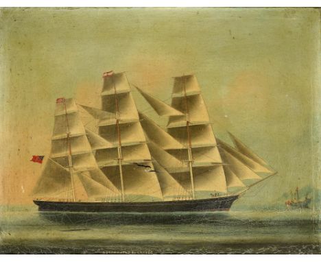 CHINESE SCHOOL, 19TH CENTURY PORTRAIT OF THE CHINA TRADE CLIPPER "GOLDEN SPUR" inscribed, oil on canvas, 44.5 x 58cm, in the 