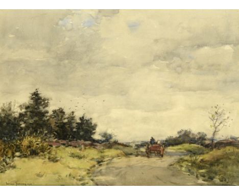 †GEORGE GRAHAM, RI, ROI, RSW (1881-1949) THE ROAD TO REDMIRE YORKSHIRE signed and dated 1913, watercolour, 25 x 33.5cm ++In f