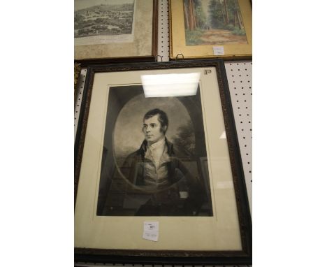 W. Walker - engraving - Robert Burns, framed, faded Robert Dunthorne labels verso