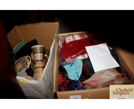 A box of vintage socks and ladies scarves 