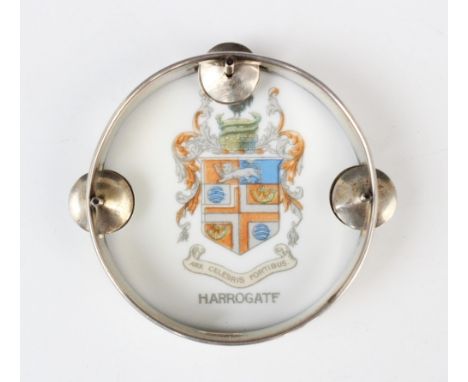 An Edwardian novelty miniature tambourine by William Hair Haseler, Birmingham 1907, of circular form with articulated cymbals