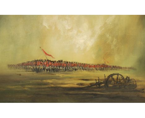 John Bampfield (Contemporary British, b1948),A 19th century Infantry advance,Oil on canvas,Signed lower left,69.5cm x 90cm,Fr