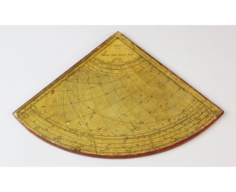 A rare Horary quadrant by 'Henricus Sutton Londini Fecit 1658 New Stile', paper laid onto wood depicting scales for measuring
