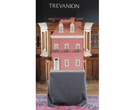 A handmade craftsman built dolls house by Bernardo Traettino dating to 1988, modelled as a three storey Georgian townhouse, w