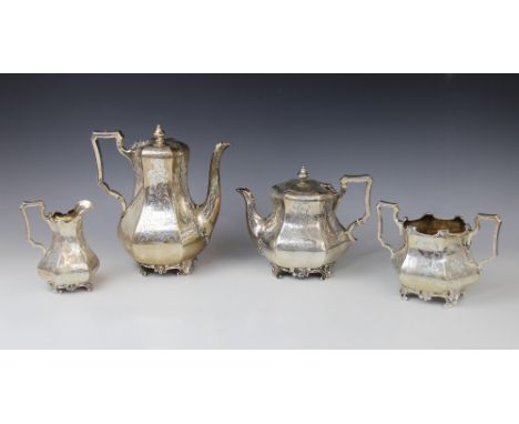 A Victorian four piece silver tea service by George John Richards, London 1851, comprising teapot, hot water jug, sucrier and