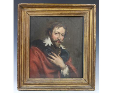 After Anthony Van Dyck (1599-1641),Portrait of Peter Paul Rubens,Oil on panel,28cm x 25cm,Framed CONDITION REPORT:The panel i