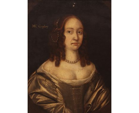 English school, late 17th century,Portrait of Beatrix, Mrs Copley, wife of Edward Copley Head and shoulders wearing a dress a