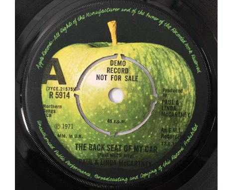 PAUL AND LINDA MCCARTNEY - THE BACK SEAT OF MY CAR 7" (ORIGINAL UK DEMO - R 5914). Hard to find original 1971 UK 7" demo of T