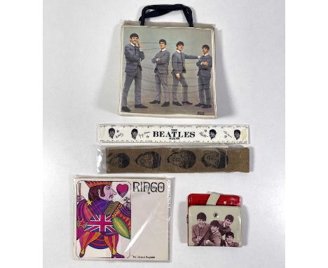 Beatles collectables inc: 'Ramat and Co' wallet, PYX 7" record carry case, Beatles ruler, four 'General Register' booklets, p