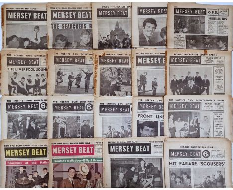 19 issues of Mersey Beat c May 1963 - June 1964. Most to show signs of age wear, discolouration etc. To include December 5-19