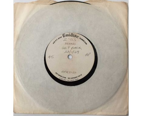 THE BEATLES - GET BACK 7" - ORIGINAL UK EMIDISC ACETATE RECORDING (ALTERNATIVE MIX TO COMMERCIAL RELEASE). A wonderful piece 